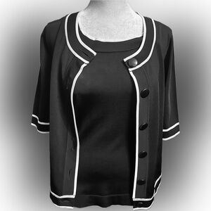 White House Black Market Black and White Cardigan